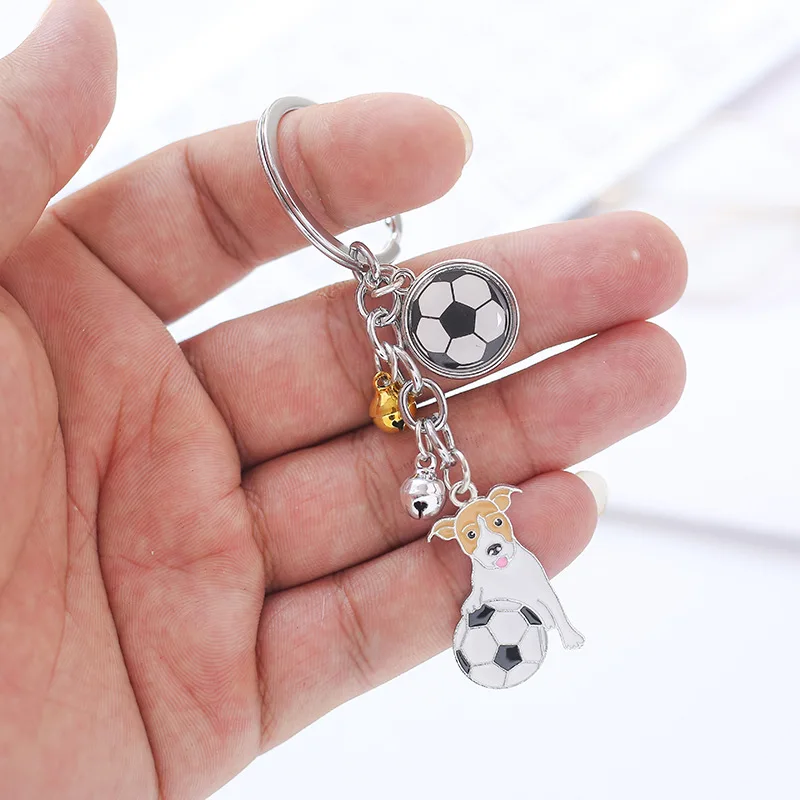 I Love Dog Playing Football Jack Russell Terrier Keyrings Pendant Women Metal Pet Bag Charms Car Key Chain Holder Jewelry Gifts |