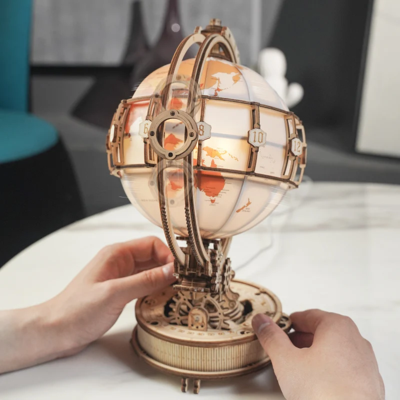 

Diy Globe Horizon 3d Three-dimensional Puzzle World Map Wooden Hand-assembled Toy Model