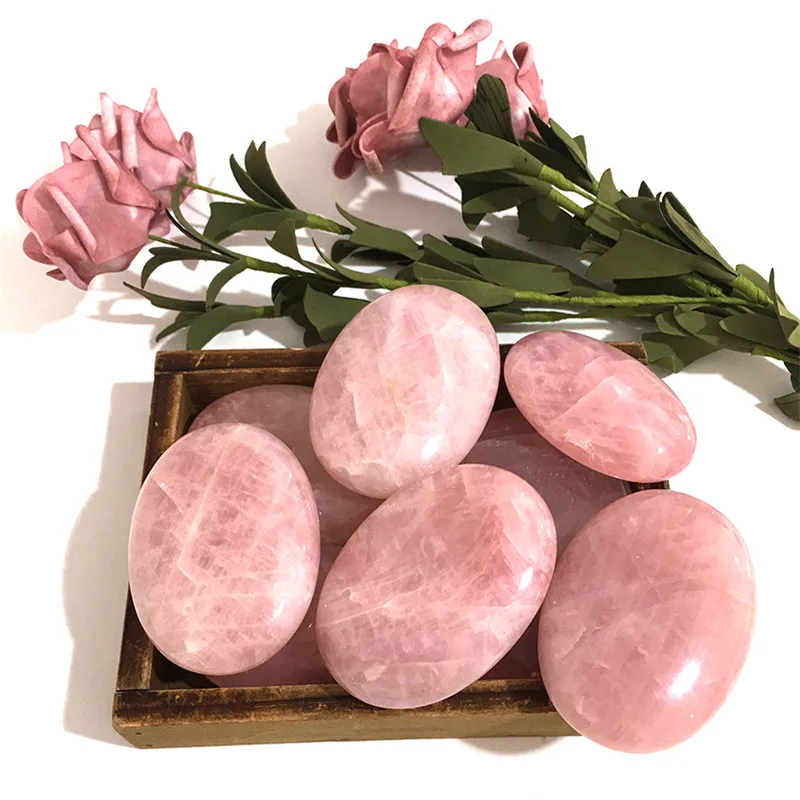 Натуральный розовый кварц кристалл пальмы лечебный камень полированный мощный