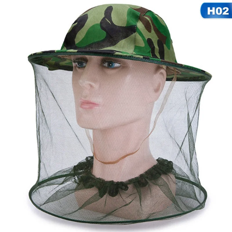 

Camouflage Men Fishing Cap Wide Brim Visor Sunshade Hunting Bee Keeping Mesh Hat Insects Mosquito Prevention Neck Head Cover