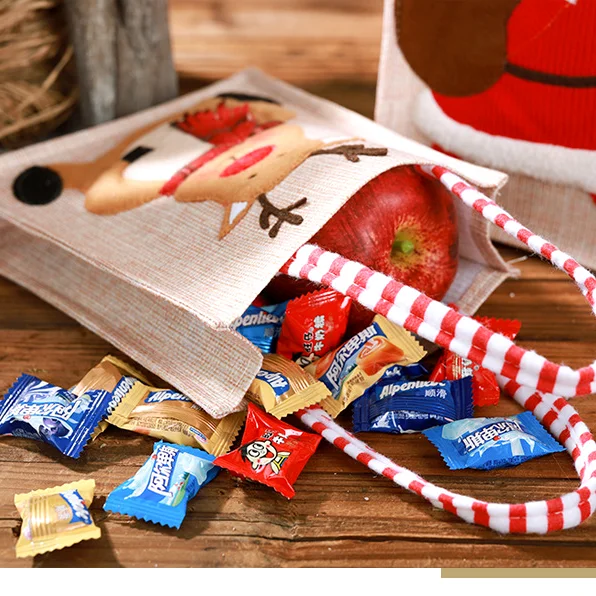 

New Product Hot-selling Large-capacity Linen Three-dimensional Embroidery Cartoon Gift Bag for The Elderly, Festive Dress Up DIY