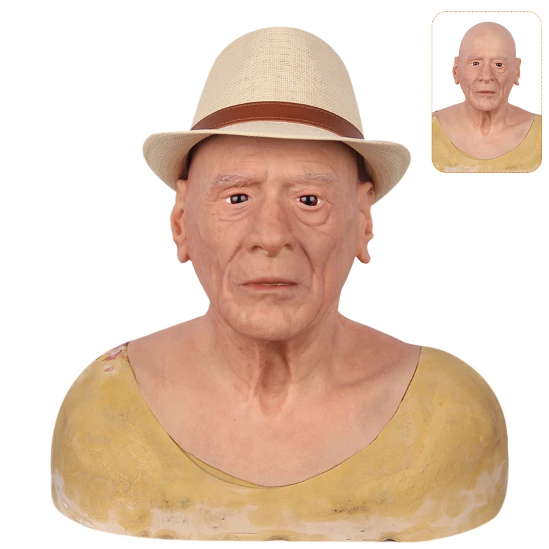 

Halloween Old Man Mask Realistic Silicone Masquerade Full Head Tricky Props Drag Queen
