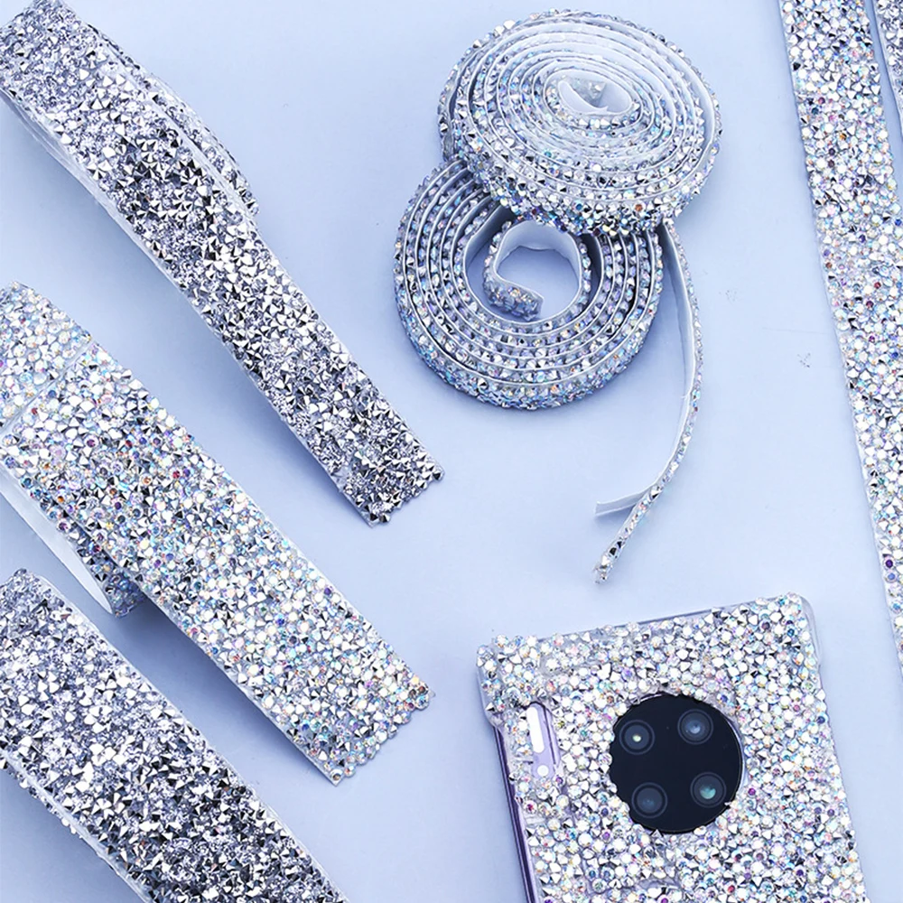 1 ярд самоклеящаяся лента со стразами и золотыми кристаллами аппликатор для