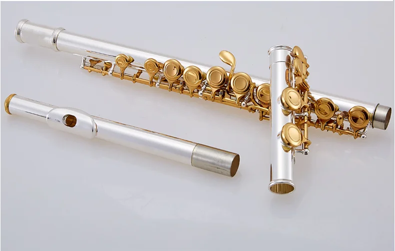 Флейта для студентов маленькое колено с 16 отверстиями отверстий серебристый