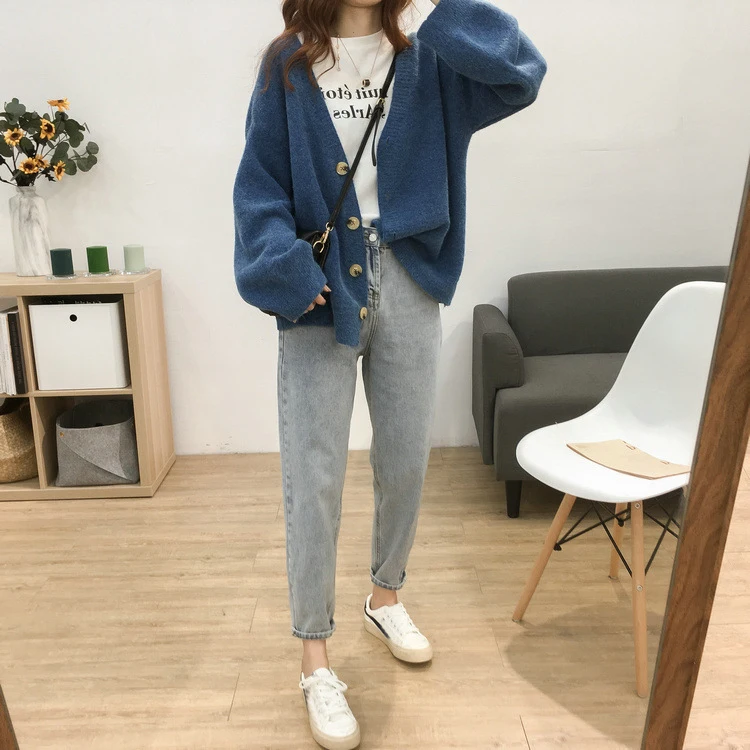 Кардиганы Свитера женские с v-образным вырезом облегающие Женские зимние вязаные