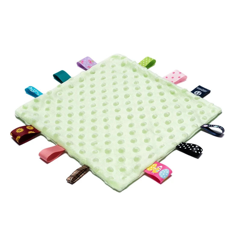 

Insular 2 Pcs Baby Bean Label Comfort Soothe Appease Towel Solid Cotton Blanket (Blue & Green)