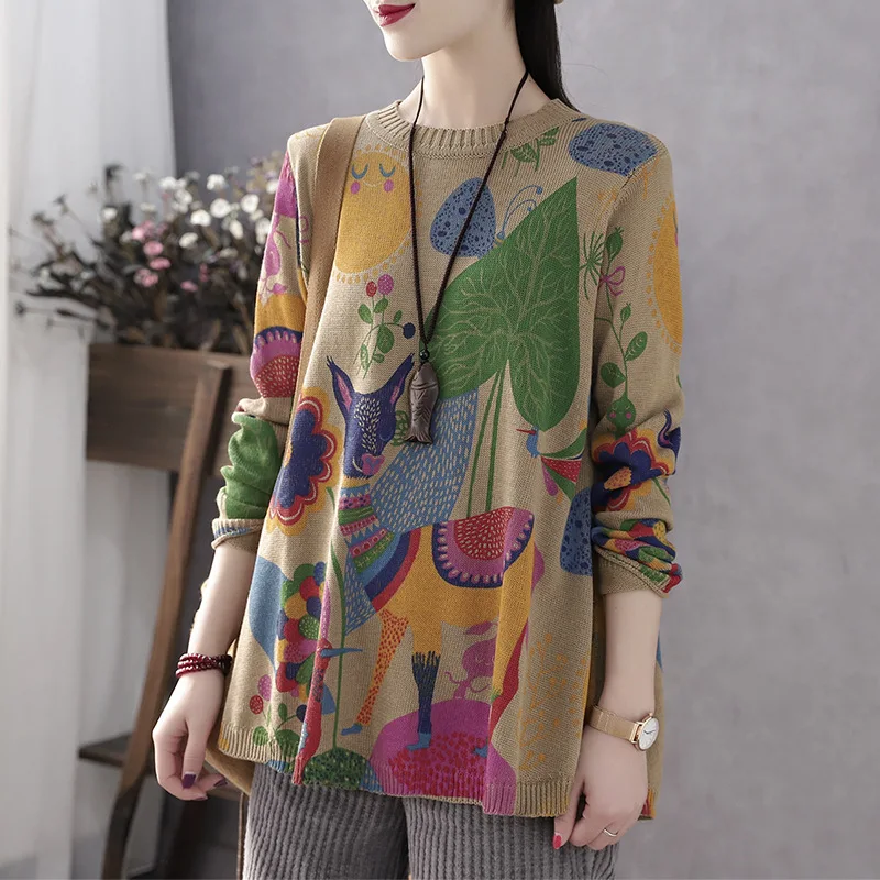 Осенне-зимний свитер в стиле ретро Женский Повседневный вязаный пуловер топы с