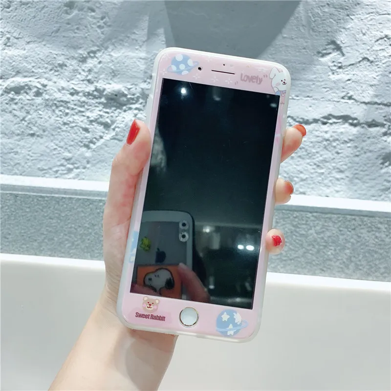 С рисунком кролика с узором медведя закругленными краями для iPhone 7 8 Plus X XR XS 11 Pro Max