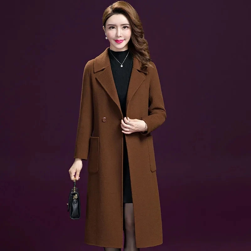 

2021 Cashmere Woolen Coat Women's Coat New Women's Fashion Slim Long Nizi Coat