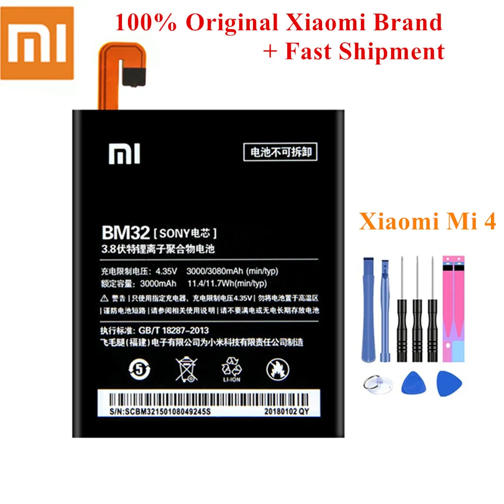 100% Оригинальный аккумулятор BM32 для Xiaomi mi 4 M4 Подлинная мобильная телефонная