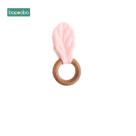 Pink Bopoobo 1 шт. 54 мм деревянные кольца из бука Прорезыватель грызунок Сделай своими руками листья аксессуары Пищевой Деревянный Прорезыватель Новорожденные игрушки для младенцев - Цвет: Pink