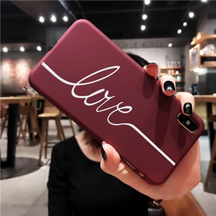 Red Жесткий чехол для телефона Fundas iphone XR X XS Max 5 5S se 11 pro max чехол для iphone 7 8 6 s 6s Plus чехол розовый чехол с сердцем - Цвет: Red