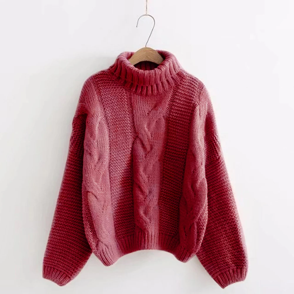 NIBESSER Thicken Pullover Sweater Twisted Turtleneck Knitted Jumper Autumn Winter Warm Knit Pullovers Oversize Woman Korean Tops | Женская