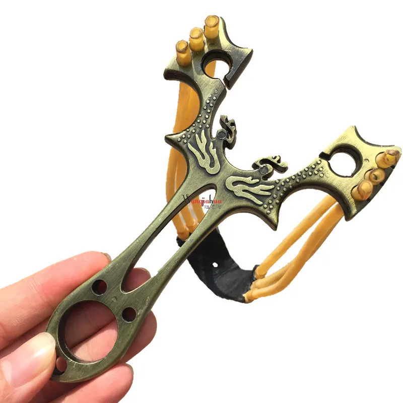 

Peacock Catapult Traditional 3-strand Bayonet Catapult Reverse Rubber Band Catapult Three-purpose Catapult Exquisite Bronze