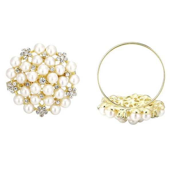 10 Pack Pearls Napkin Rings Exquisite Alloy Ring Buckle for Wedding Dinner Party Table Decoration | Дом и сад
