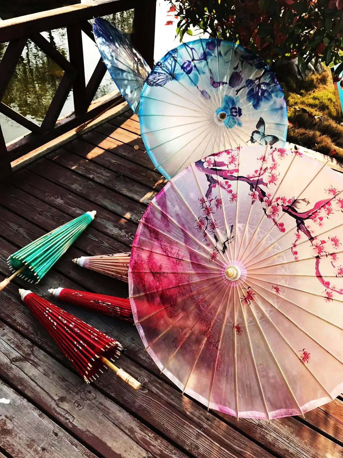 

Oiled Paper Folding Umbrella Wooden Rain Women Decor Transparent Dance Umbrella Peony Flower Chinese Umbrella Japan Parasol