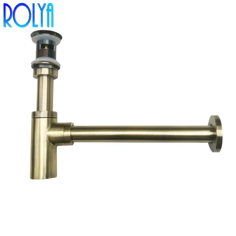 Античная бронзовая сифоновая бутылочная ловушка всплывающая раковина сливная