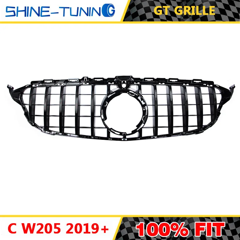 Подходит для mercedes New C class W205 GT R GTR Grill 2019 C180 C200 C250 C300 без эмблемы 2015 19 с/без камеры