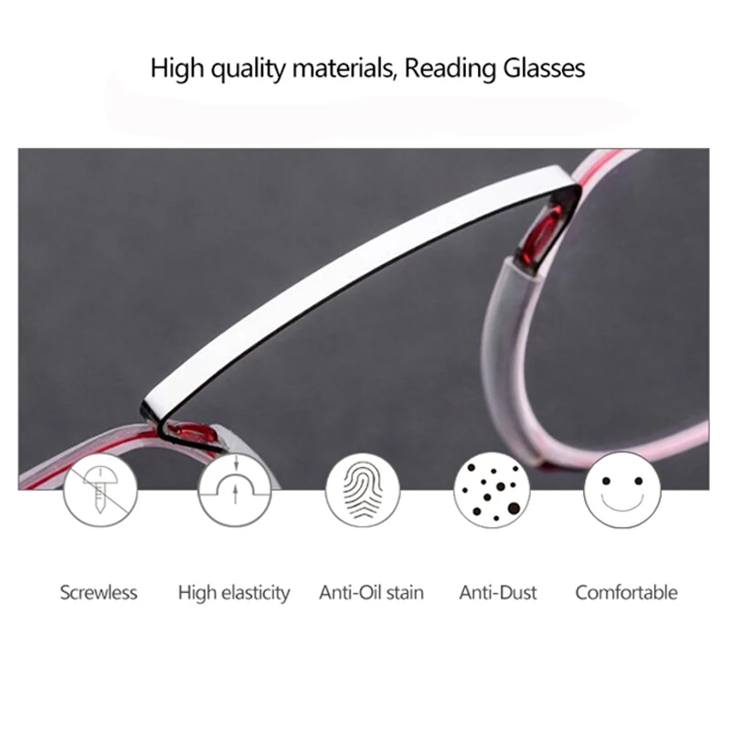 Очки для чтения без оправы мужчин и женщин аксессуар с зажимом носа чехлом очки