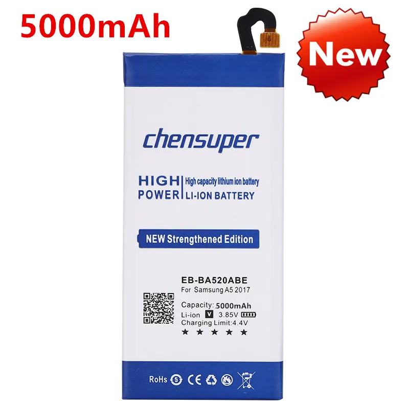 Аккумулятор chensuper для Samsung GALAXY A5 2017 2 шт. 5000 мА · ч аккумулятор моделей A520F EB-BA520ABE |