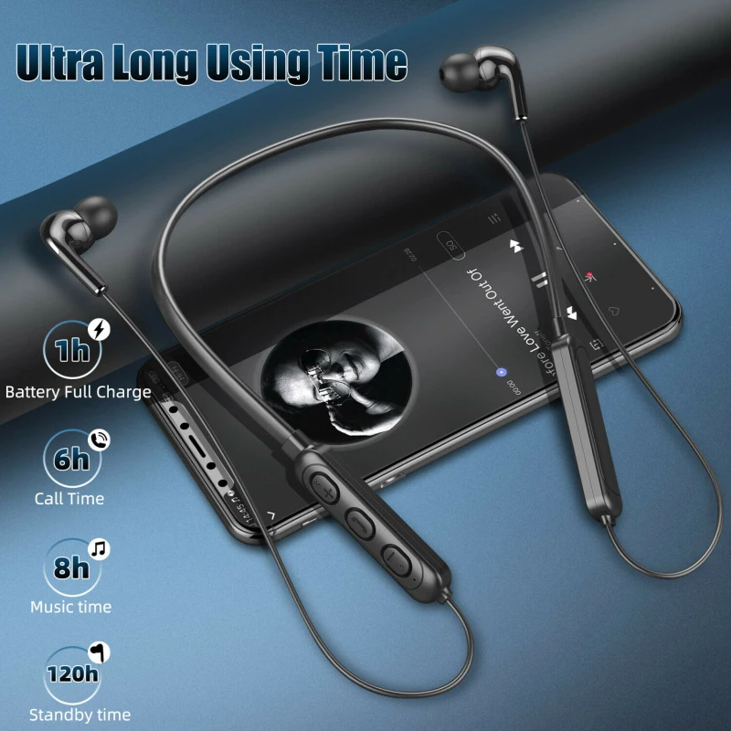 

Magnetic Wireless Bluetooth 5.0 Earphones Neckband Stereo Sports Headset Handsfree Earbuds Headphones With Mic For All Phones