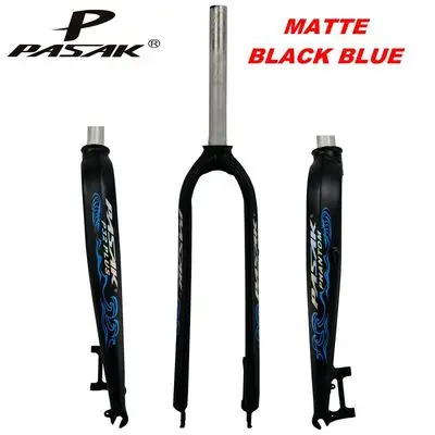 matte black blue Жесткая вилка PASAK для велосипеда 2" 27,5" 2" из алюминиевого сплава, для горного велосипеда, для шоссейного велосипеда, вилочный погрузчик, жесткая модель P32, дисковый тормоз, универсальный - Цвет: matte black blue
