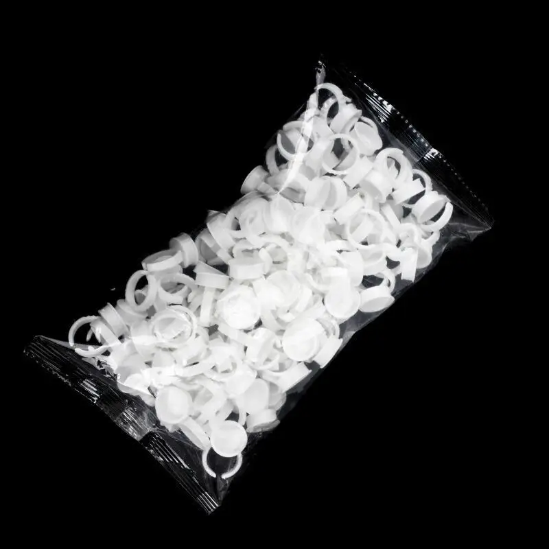 

100pcs Disposable Glue Ring Eyelash Glue Extension Holder Ring Pallet for Tattoo Pigment Adhesive Gel Mini Convenient