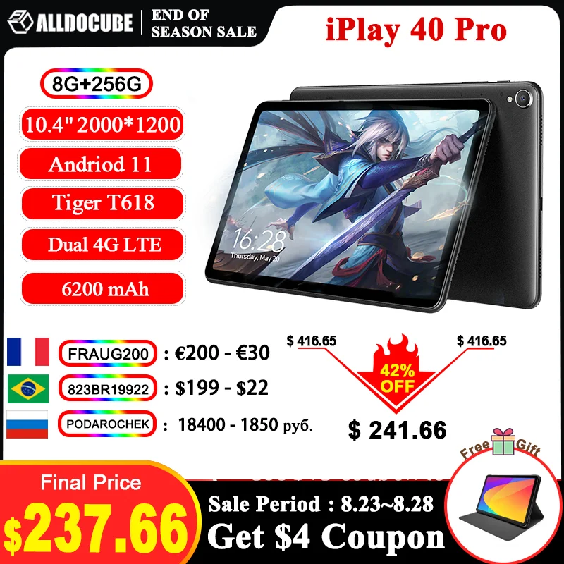 [Новейший] ALLDOCUBE iPlay 40 Pro 10 1 дюймовый планшет Android 11 2K 4x2000 FHD 8 ГБ ОЗУ 1200 Гб ПЗУ UNISOC T618