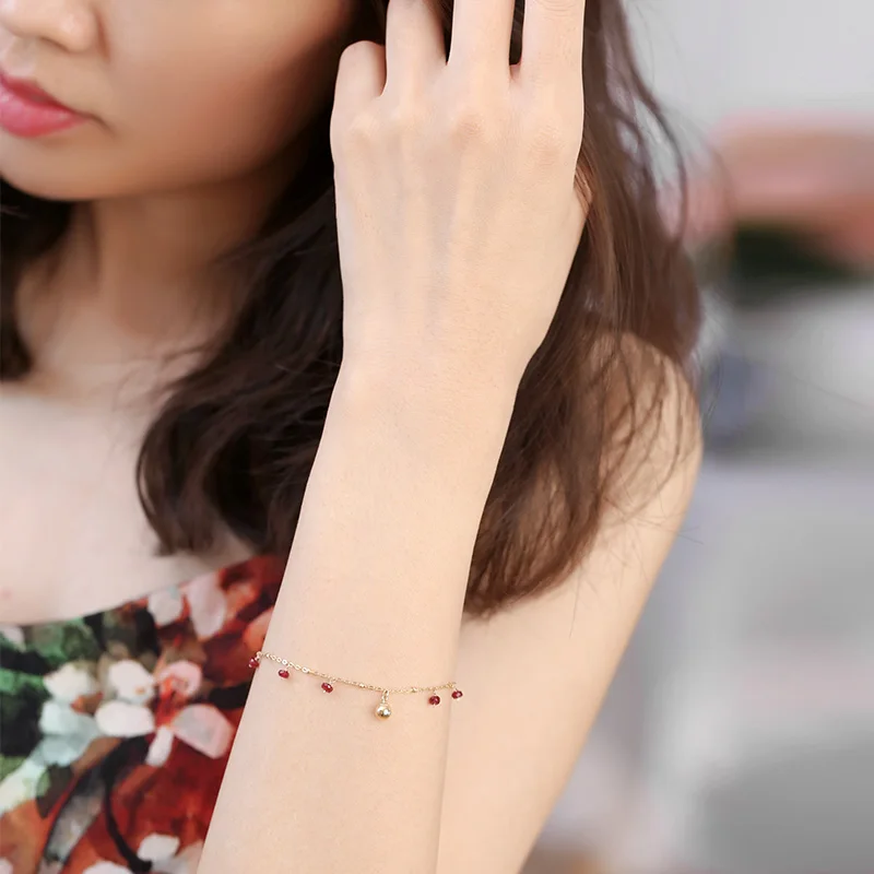 Браслет DAIMI с гипсофилой и Рубином женский натуральные драгоценные камни золото