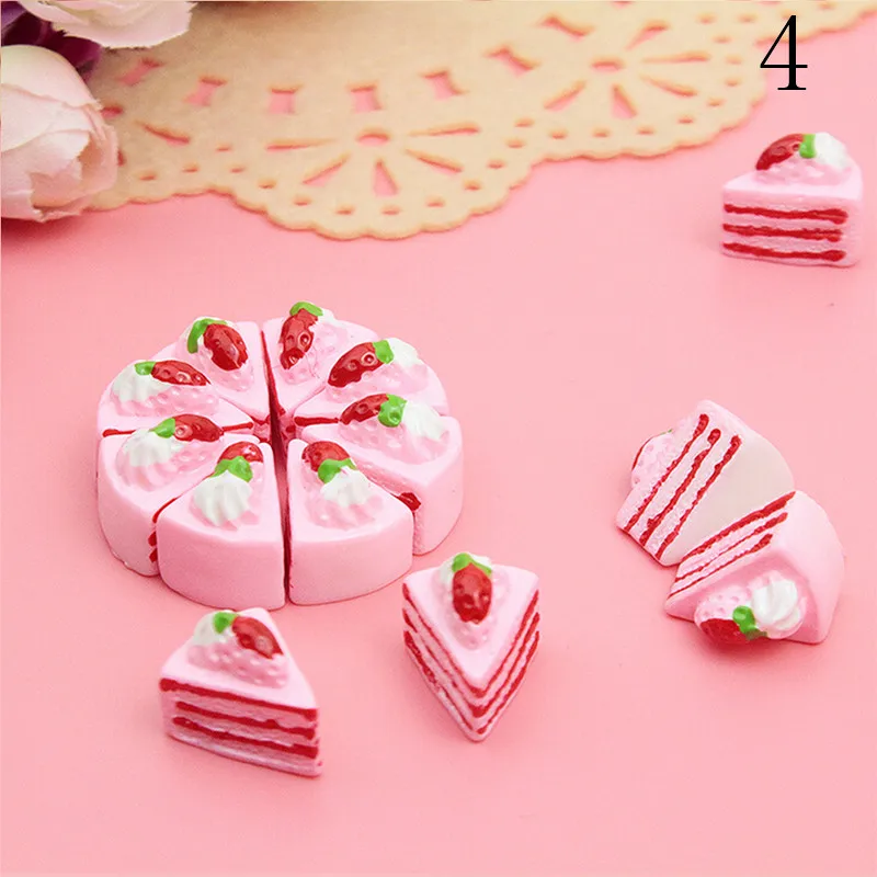 as pic 10 шт./лот Kawaii милые мини-игрушки для игр фруктовая еда торт конфеты фрукты печенье пончики Миниатюрные для кукол аксессуары кухонные игрушки - Цвет: as pic