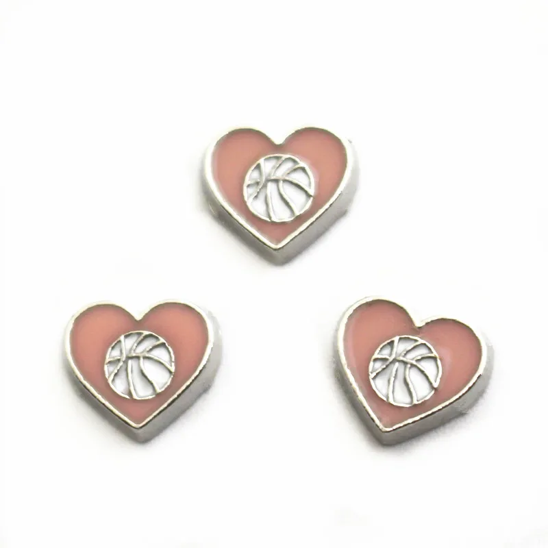 

Хит продаж, 10 шт./лот, подвески в виде сердца, баскетбольные Плавающие Подвески для плавающей памяти, подвески, медальоны, DIY ювелирные издели...