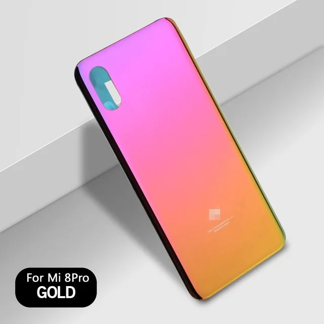 Стеклянная задняя крышка корпуса для Xiaomi mi 8 Explorer/mi 8 Pro задняя крышка батарейного отсека+ наклейка mi 8 explorer - Цвет: Золотистый