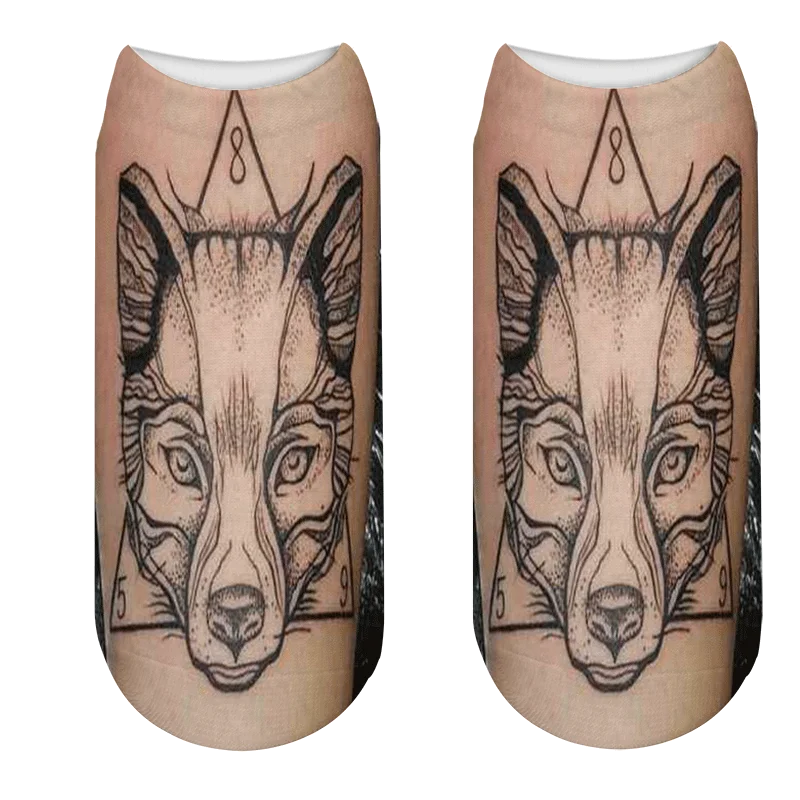 Новинка мужские короткие носки до щиколотки с 3d рисунком татуировки счастливый