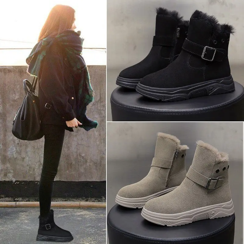 

Whnb Suede Boots Women's Shoes Women Winter Fur Snow Boots 2021 Fashion Rivets Women's Short Ankle Boots Sneakers