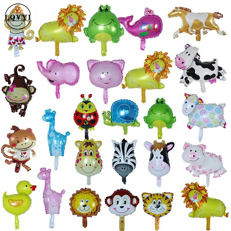 

10pcs Mini Animal Helium Foil Balloons Monkey Zebra Cow Tiger Elephant Animal Air Ballons Theme Birthday Party Kids Toy