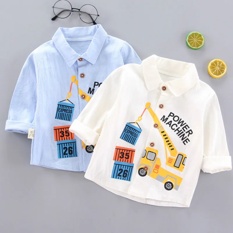 Рубашка с длинным рукавом для мальчиков хлопковая тонкая детская одежда на весну