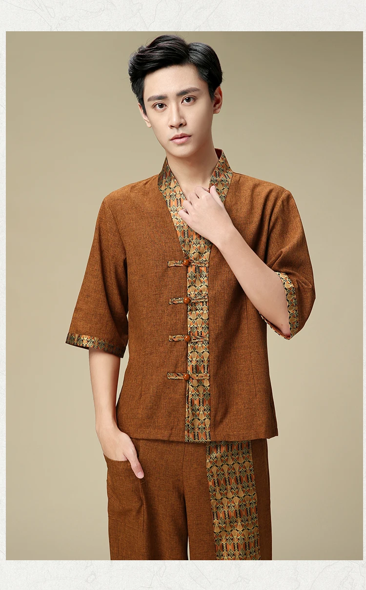 Свитания Мужская тайская форменная одежда официантов для отеля Рабочая кофе