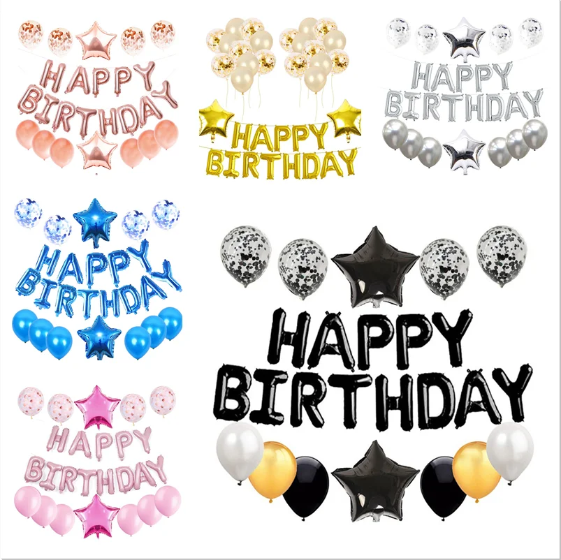 Шары воздушные из латексной фольги с надписью Happy Birthday | Дом и сад