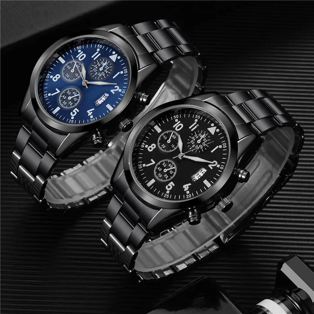 

Fashion Men Round Sub Dial Calendar Display Luminous Analog Quartz Wrist Watch Gift reloj hombre мужские часы