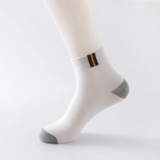MS0012 Gray White 5 пар, высокое качество, мужские носки на осень и лето, классические дышащие хлопковые мужские короткие носки в стиле пэчворк, мужские носки, европейские размеры 39-43, Meias - Цвет: MS0012 Gray White