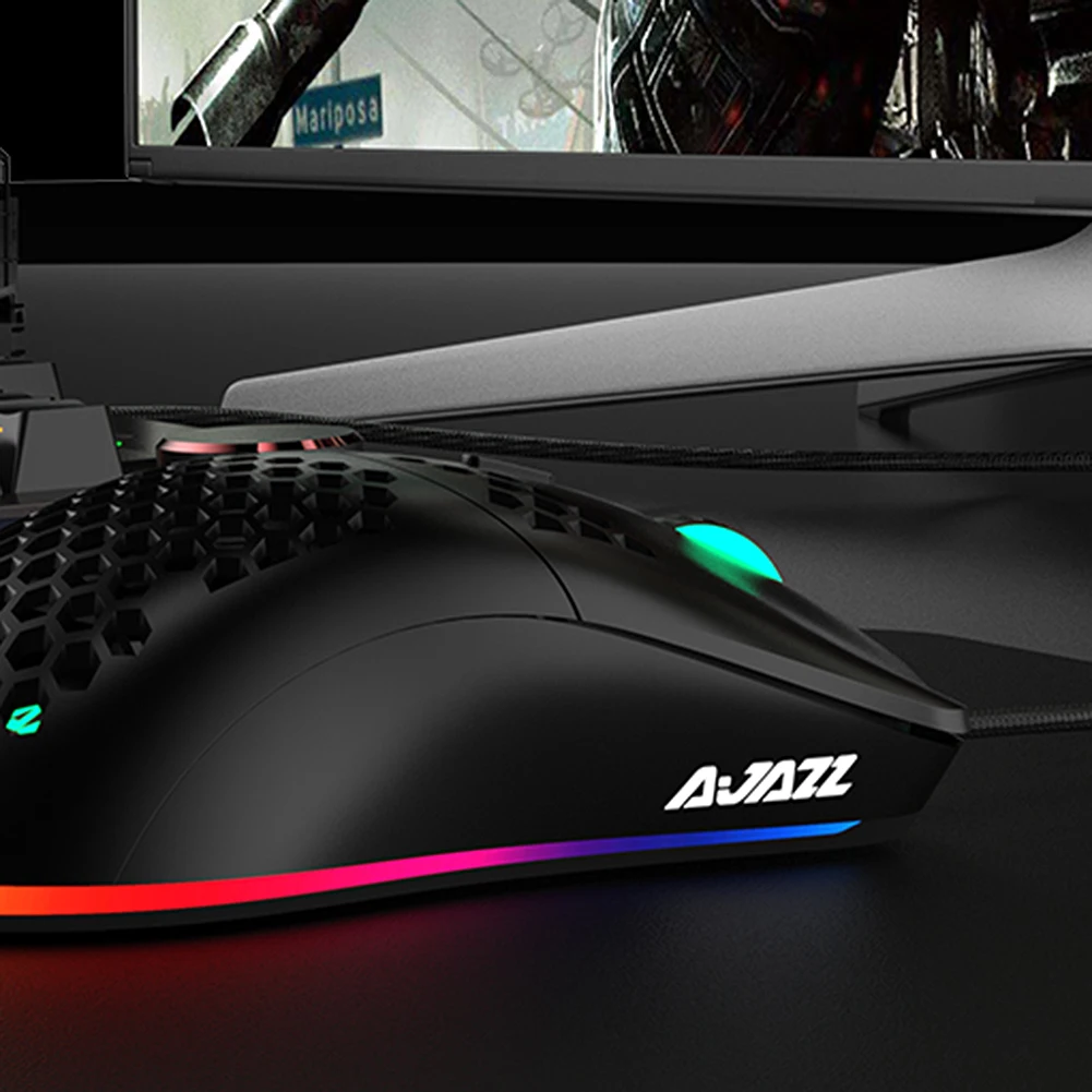 Новая легкая проводная мышь AJ390 игровая с отверстиями 6 DPI регулируемая 7 клавиш