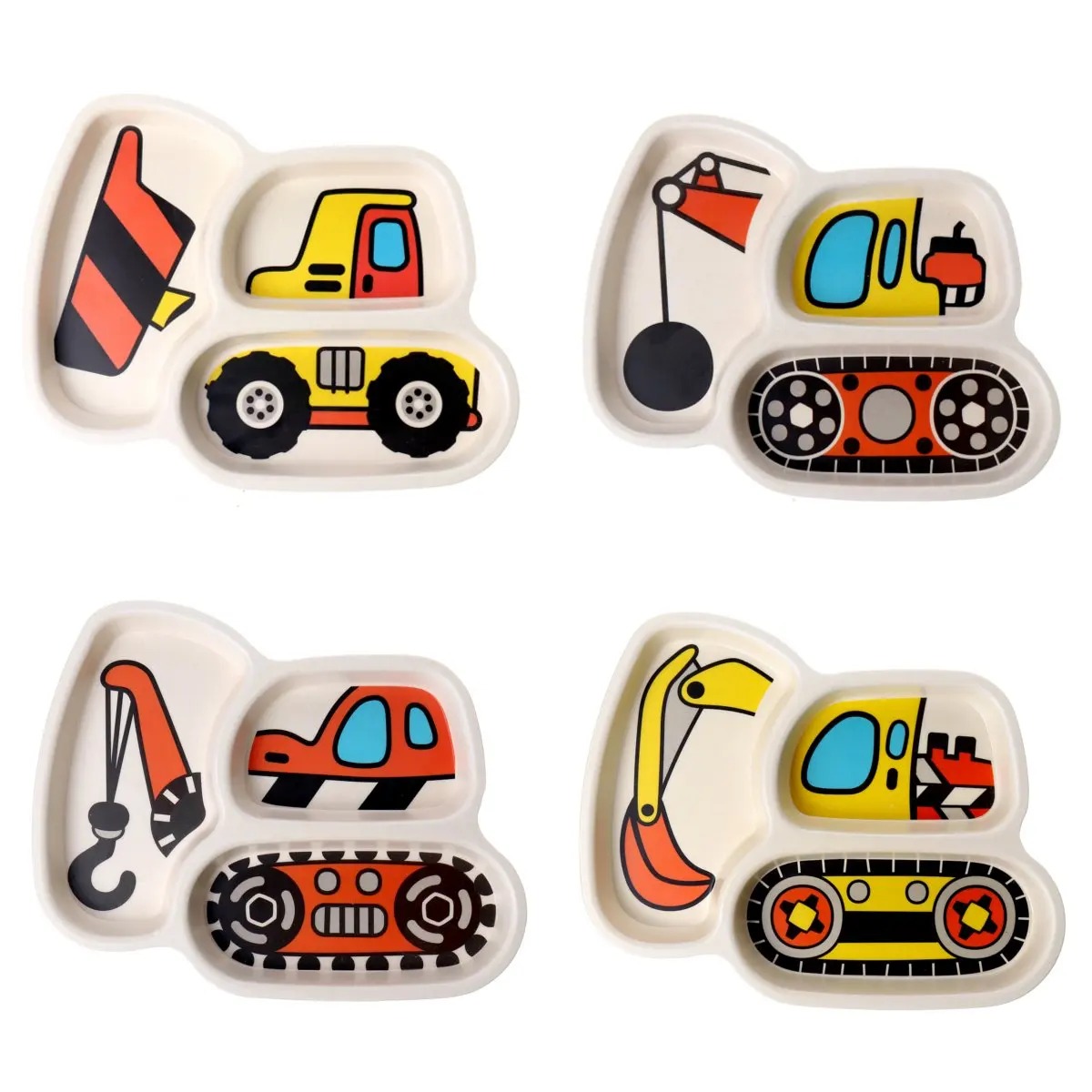 

Cartoon Car Baby Feeding Bowl Plate Dishes Fork Spoon Children Tableware Bamboo Fiber Cartoon Separation Feeding Plate 3pcs/set