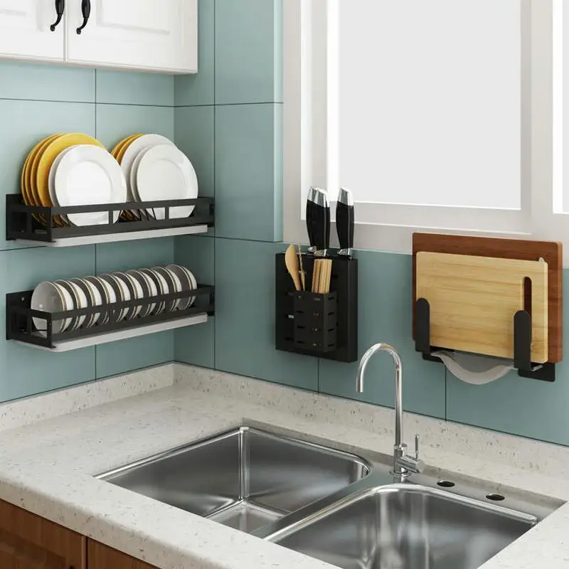 Расписная кухонная полка для хранения посуды из нержавеющей стали ножей крышки