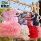 Весенне-летнее платье в полоску, Сетчатое платье на бретелях, одежда для маленьких и средних собак