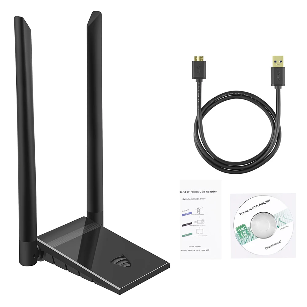

USB 3.0 Wifi Adapter 1300Mbps Dual Band Antenna 2.4G/5.8G Ethernet Network Card Receiver Wireless Wifi USB Dongle For PC Laptop