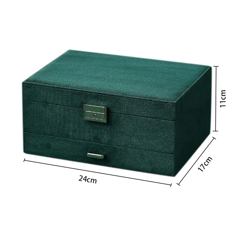 

3-Layers Flannel Jewelry Organizer Gift Box Necklaces Earrings Display Makeup Case for Women Large Capacity with Lock