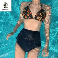 gsodet bikini set 2021 new women summer sexy printed high waist push up swimsuit bathing suit swimwear beachwear
