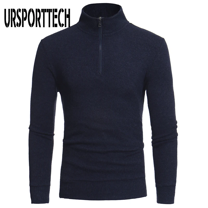 Новое поступление осенний мужской свитер с высоким воротом облегающий