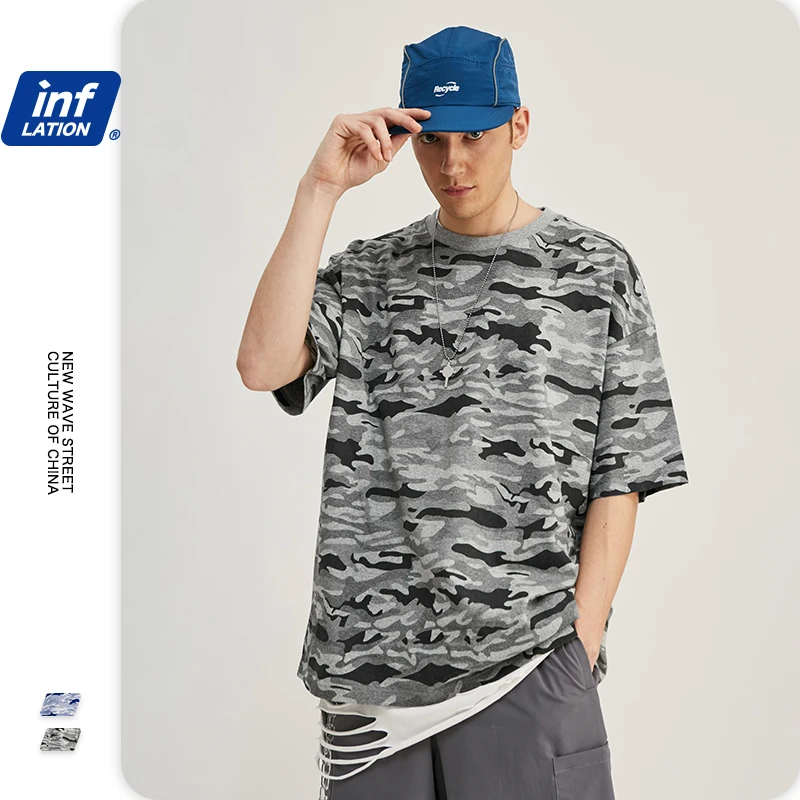 Мужская камуфляжная футболка оверсайз свободная в стиле хип хоп для мальчиков