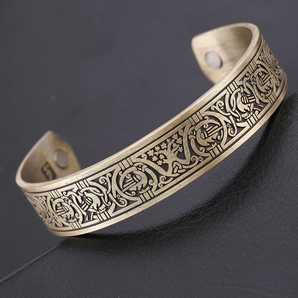 Браслет-манжета с талисманом для мужчин руна викингов кельтский узел тринити